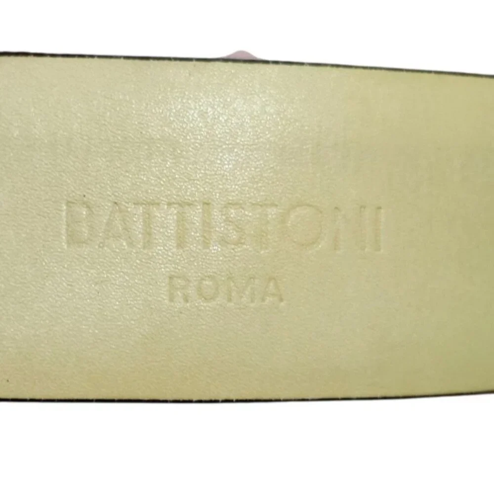 Men’s Black Leather Belt Battistoni Roma Italy Classic Dress Accessory Silver 44